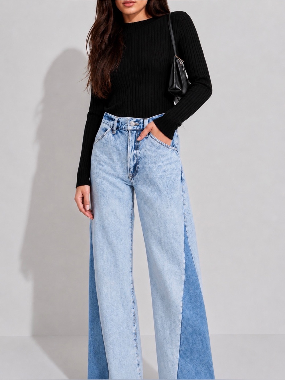 FRAME Le Baggy Palazzo Fairytale Two-Tone Wide Leg Jeans Size 27